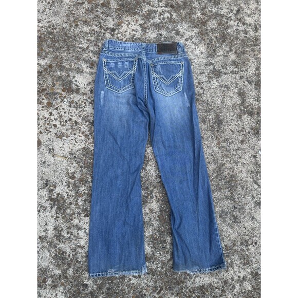 Rock Roll Cowboy Jeans Men 33x32 Blue Double Barrel Straight Denim Pants Western - Picture 4 of 5